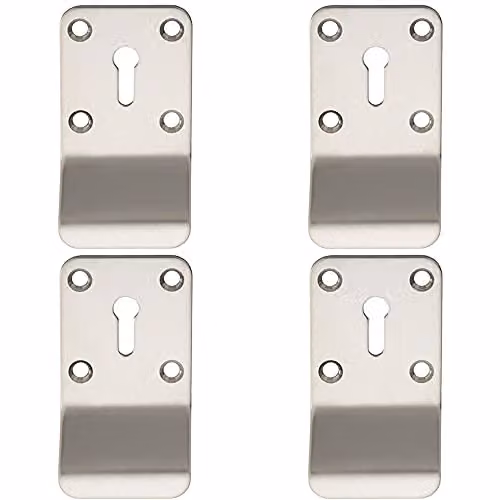 Loops 4 Pack Bright Stainless Steel Standard Lock Cylinder Pull Handles, 78.5 x 43 mm