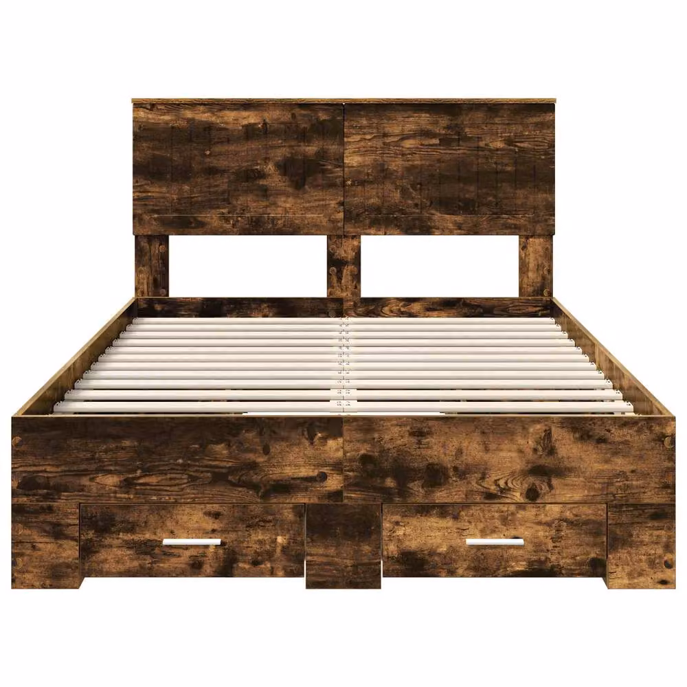 Berkfield Home Modern Bed Frame with Drawers in Smoked Oak Brown, W/D/H: 120 x 200 cm – 3