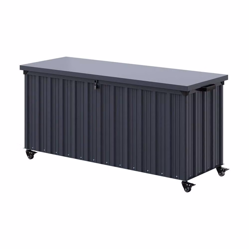 FORGEVIO 550L Large Lockable Metal Garden Storage Box in Dark Grey – 2