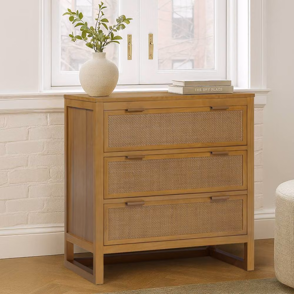 Teamson Home Hatteras 3 Drawer Bedroom Dresser in Natural Sand/Beige/Brown, H: 76 cm, W: 81.3 cm, D: 34 cm – 3