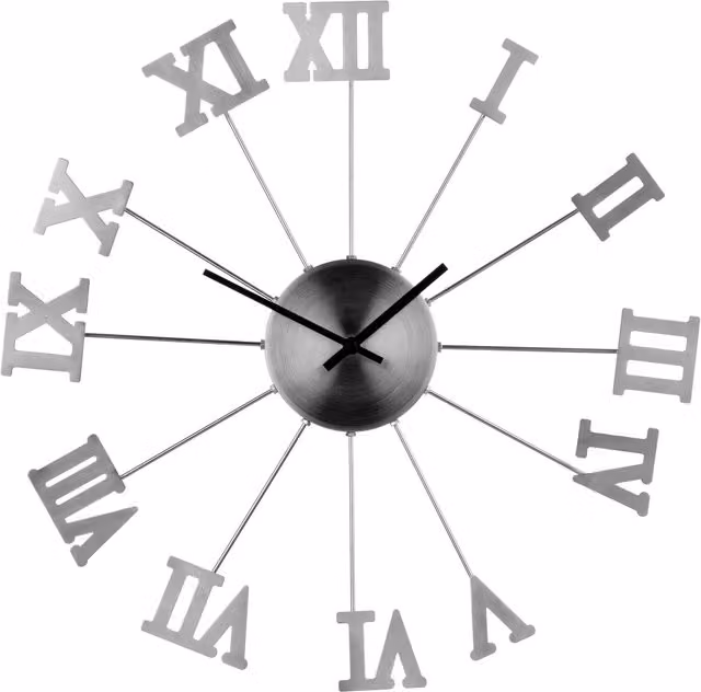 Orsina Roman Numerals Metal Wall Clock in Silver, Diameter: 51 cm – 1