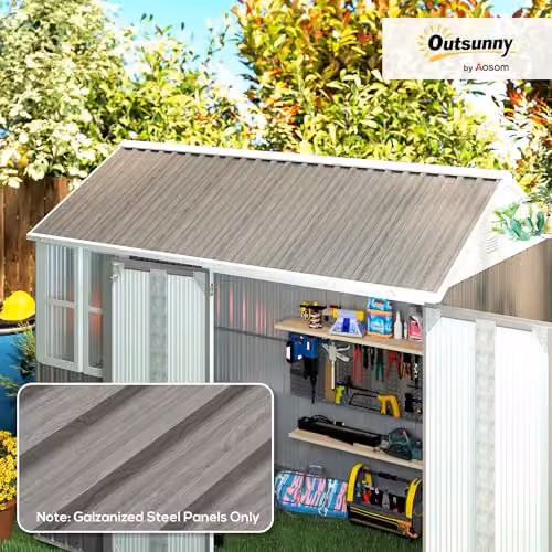 Outsunny Pack of 12 Grey Wood Effect Galvanised Steel Metal Roofing Sheets – 2