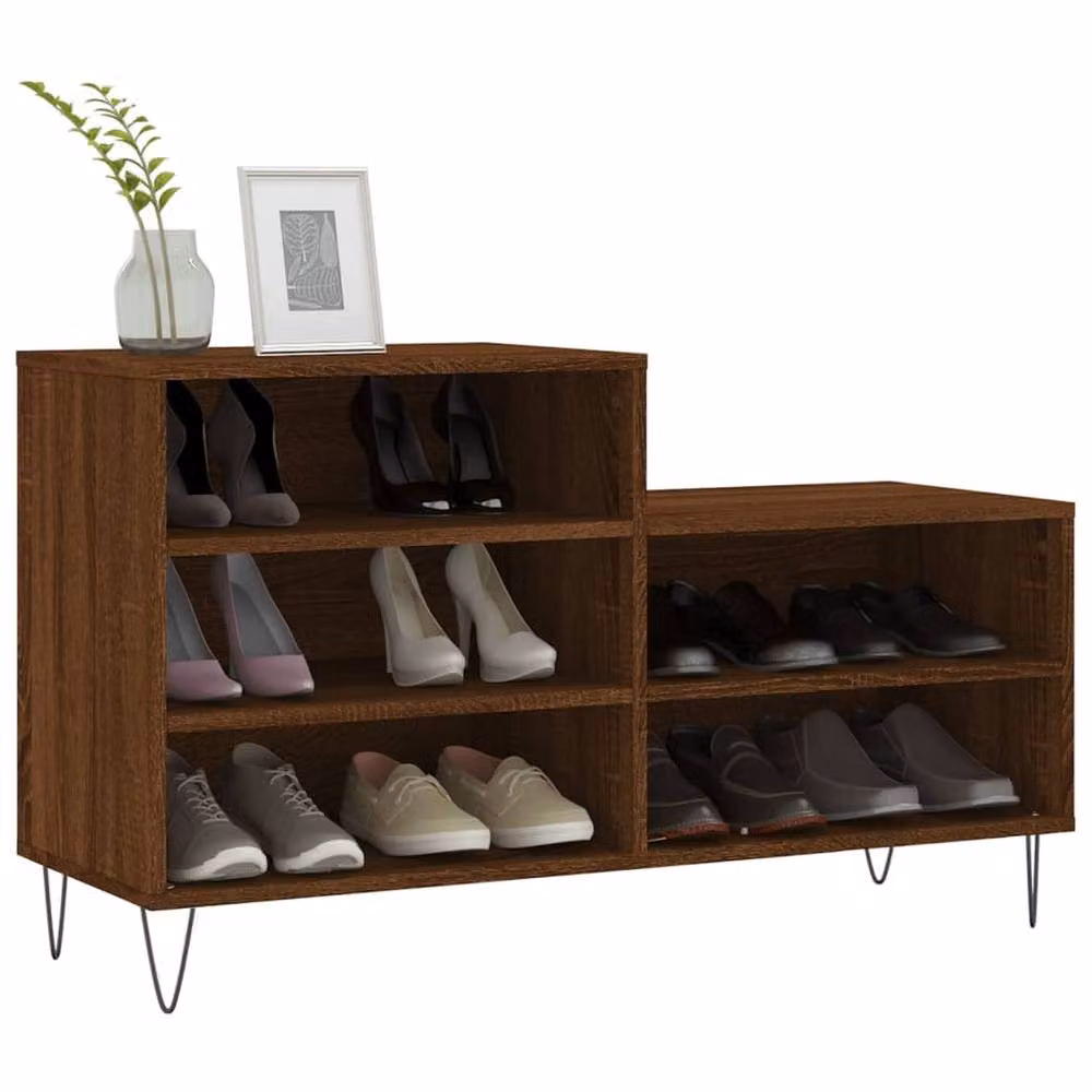 Berkfield Home Modern Shoe Cabinet in Brown Oak, W/D/H: 102 x 36 x 60 cm – 3