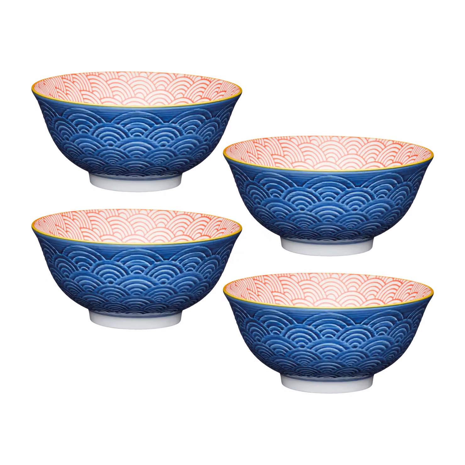 KitchenCraft 4-Piece Geometric Pattern Ceramic Stoneware Bowl Set in Blue – 2
