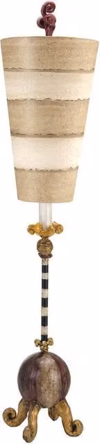 Loops Metal Table Lamp with Sphere and Inverted Fabric Shade in Multicolour with Gold and Black Accents, E27 60W LED Compatible – 1