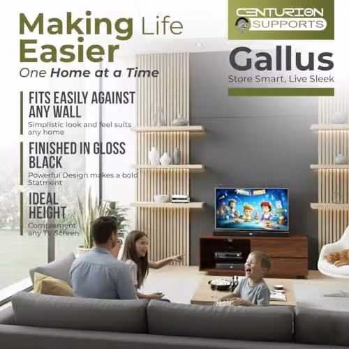 Centurion Supports Gallus Premium Walnut TV Cabinet with 2 Drawers and 3 Shelves for 32-55 inch LED/OLED/LCD TVs, Brown, W/D/H: 110 x 39.5 x 47.5 cm – 3