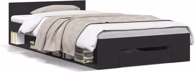 Berkfield Home Single Bed Frame with Drawers, Black, W/D/H: 90 x 190 cm
