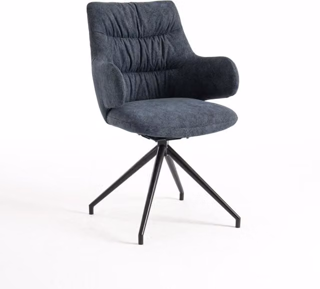 More4Homes Set of 4 Eva Modern Blue Velvet Dining Chairs with Armrests