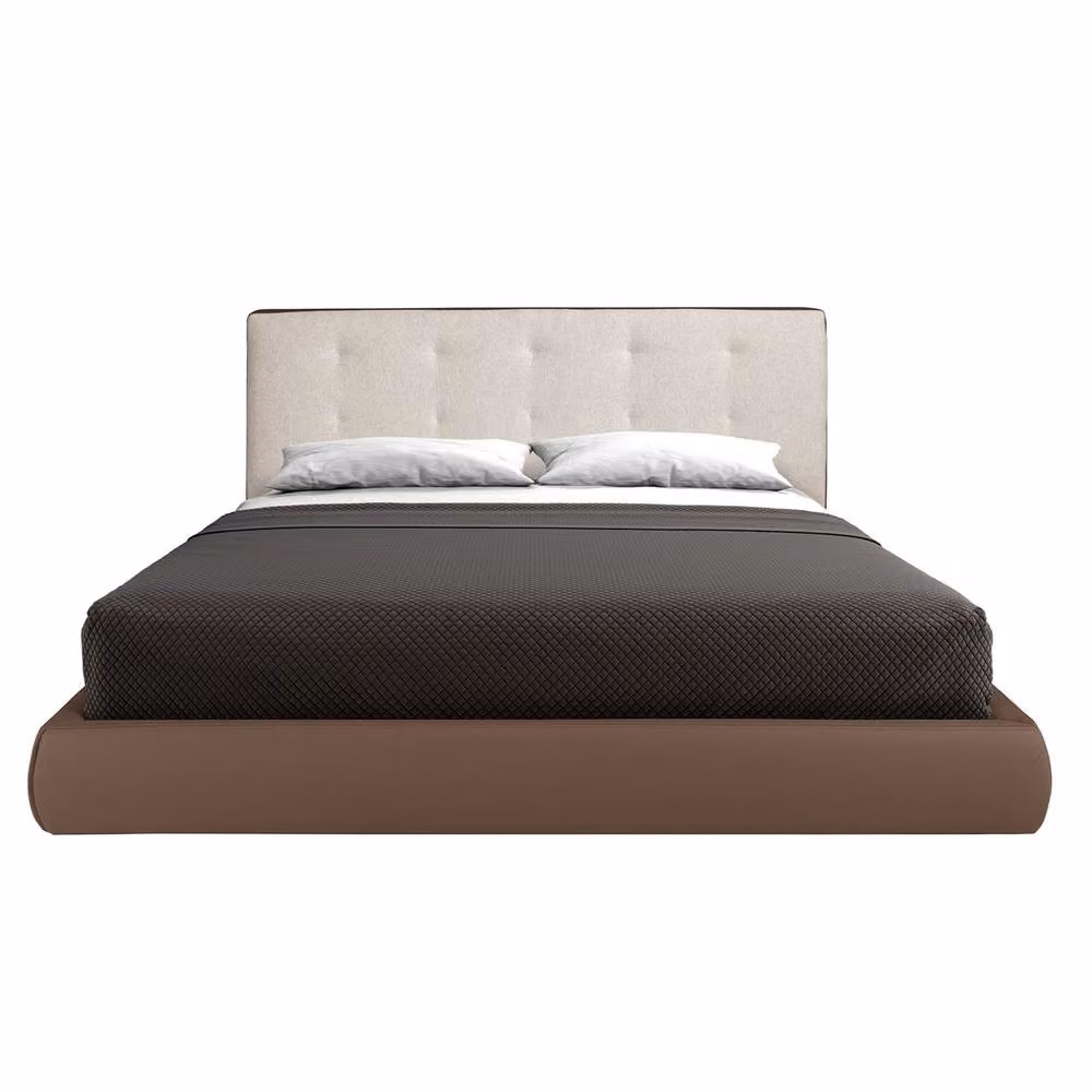 Angel Cerda Modern Double Bed with Off-White Fabric Headboard, W/D/H: 180 x 200 x 98 cm – 2