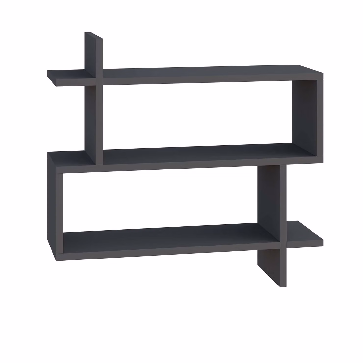 Decortie Paralel Wall Mounted Modern Bookcase Display Unit in Dark Grey, W: 70 cm, H: 66 cm, D: 22 cm – 2