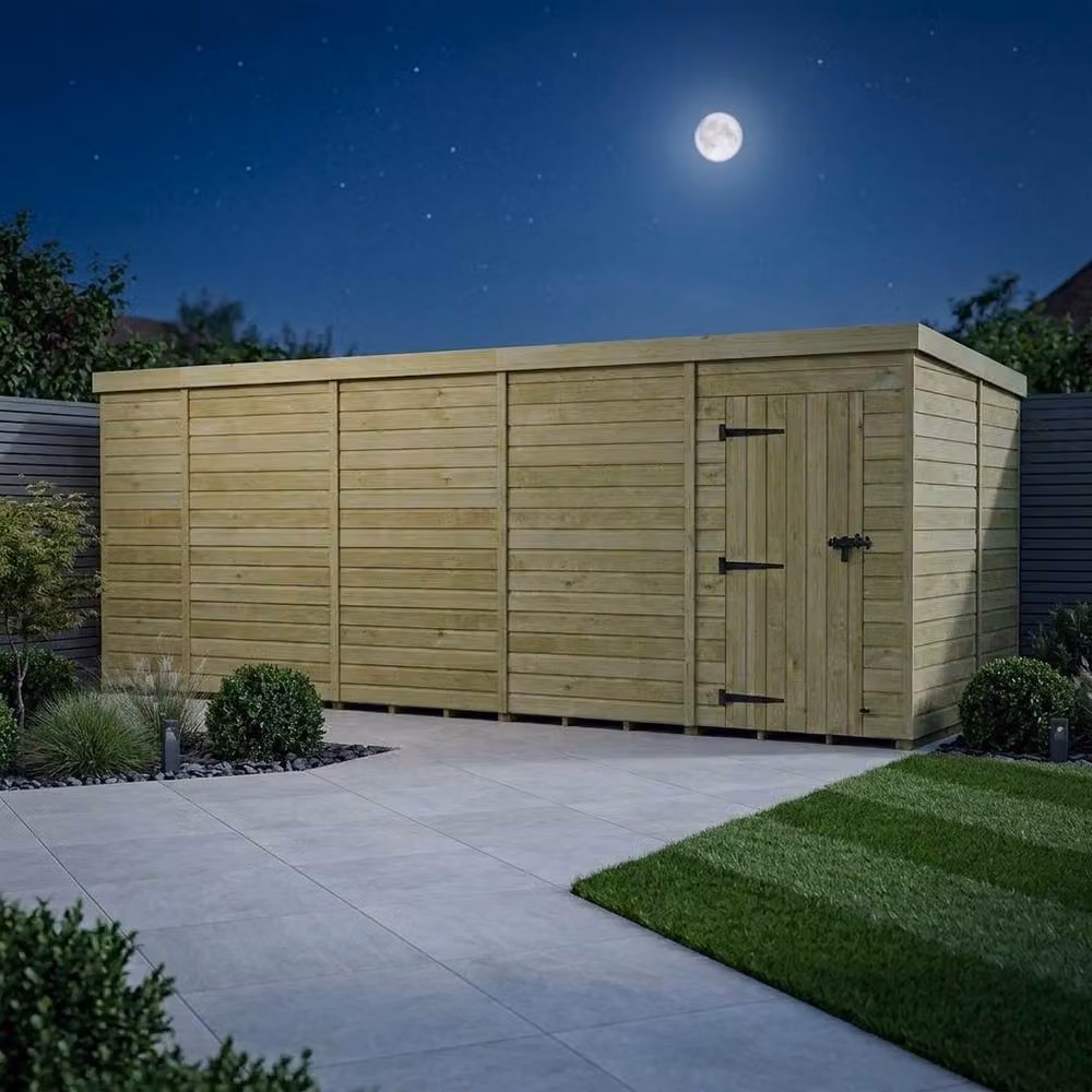 Buttercup Farm Pent Garden Shed in Brown Timber with Single Door – 3