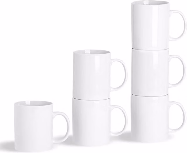 Argon Tableware White Porcelain Tea Mug Set of 6, 285ml – 1