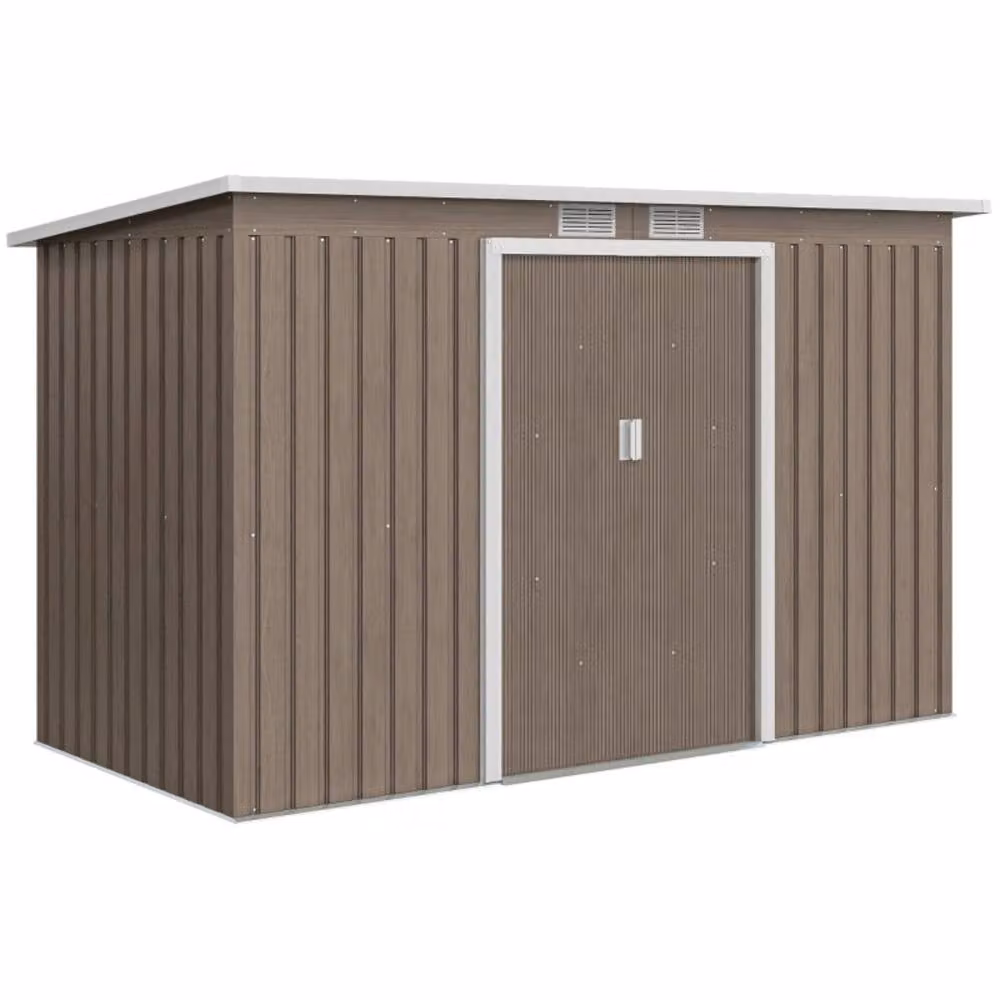 STILVORA Brown Galvanised Steel Garden Shed with Double Sliding Doors and Side Vent, W/D/H: 158 x 116 x 158 cm – 3