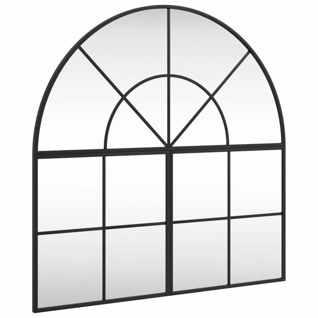 Berkfield Home Minimalist Black Metal and Glass Wall Mirror W: 80 cm, H: 80 cm – 2