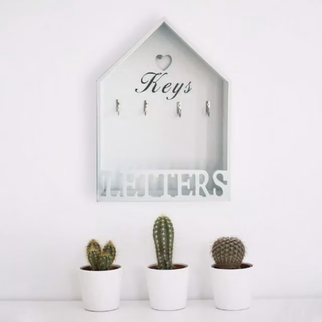 Marco Paul Wall Mounted Hanging Key Letter Rack in White and Silver