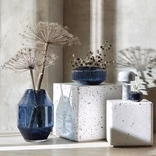 LSA International Rotunda Vase in Sapphire Blue, Handmade Mouthblown Glass, Height: 20 cm – 4