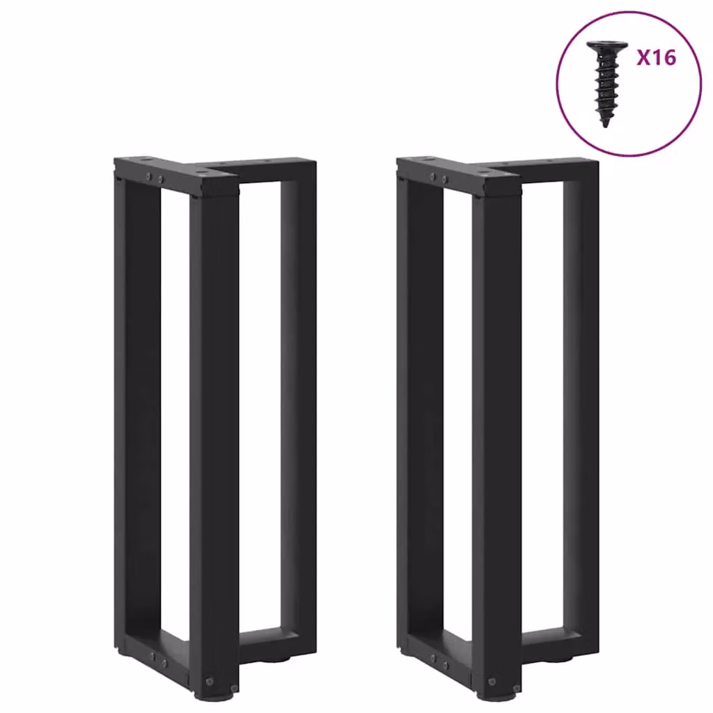 Berkfield Home T-Shaped Console Table Legs, 2 Pieces, Black Steel, W: 25 cm, D: 28 cm, H: 72-73 cm – 2