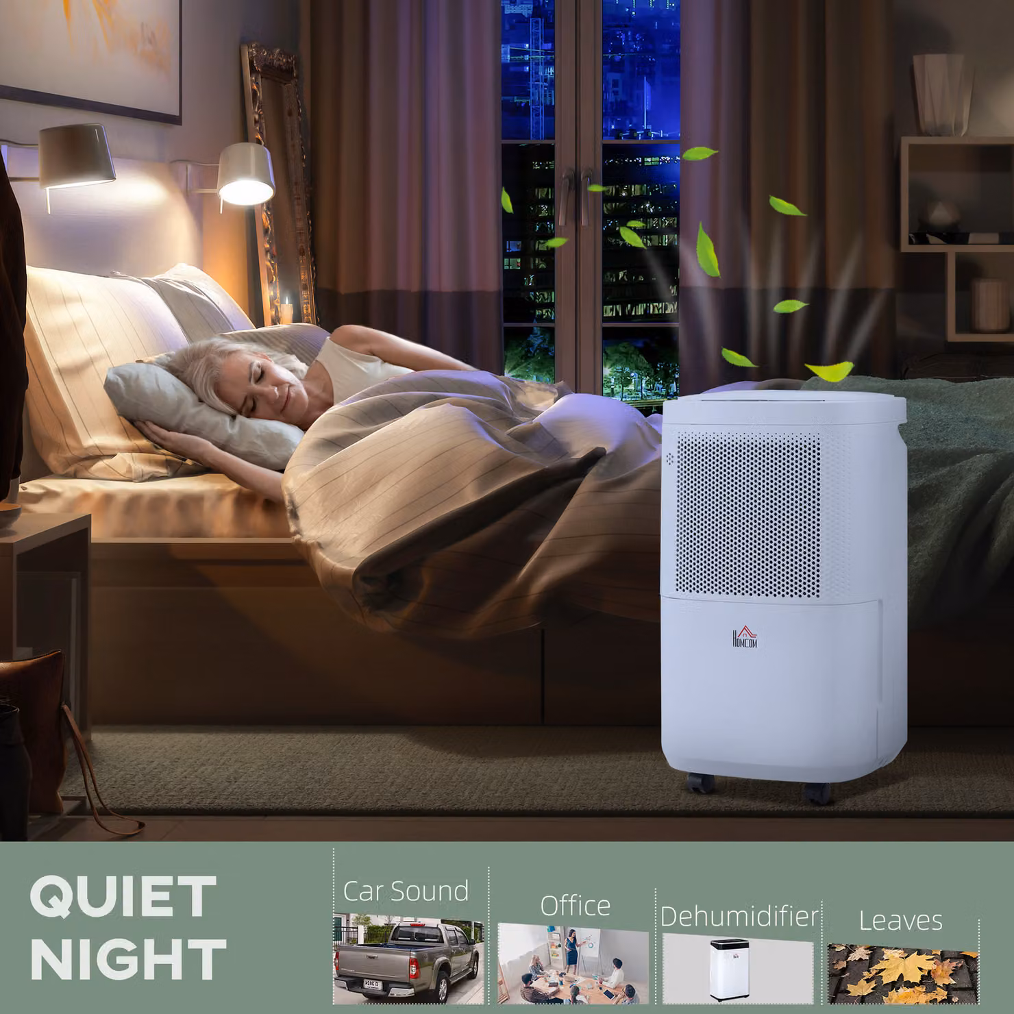 HOMCOM White Quiet Low-Energy Dehumidifier with WiFi Smart App Control, 10L Per Day Capacity – 4