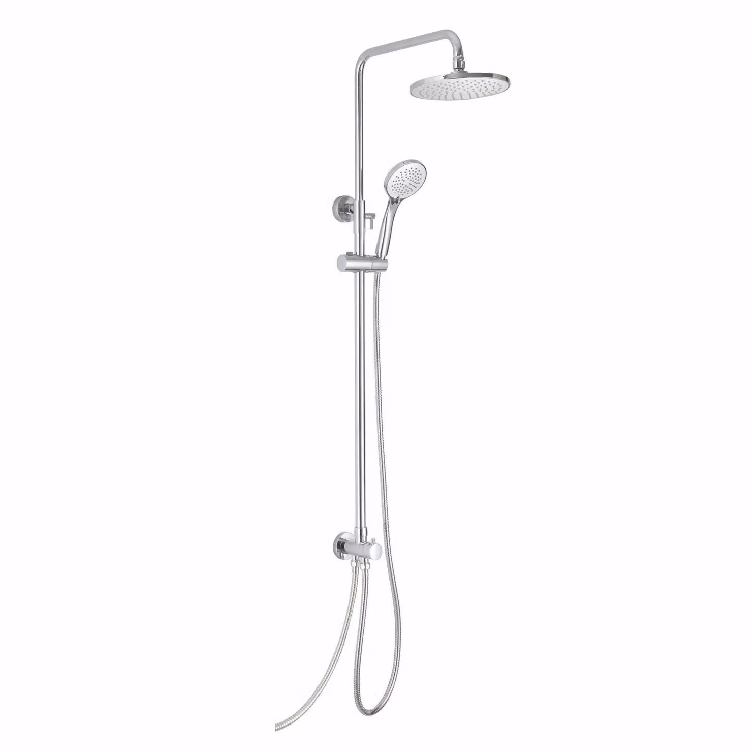 Nes Home Winstead Chrome Round Shower Riser Slide Rail Multi-Function Kit in Silver – 2