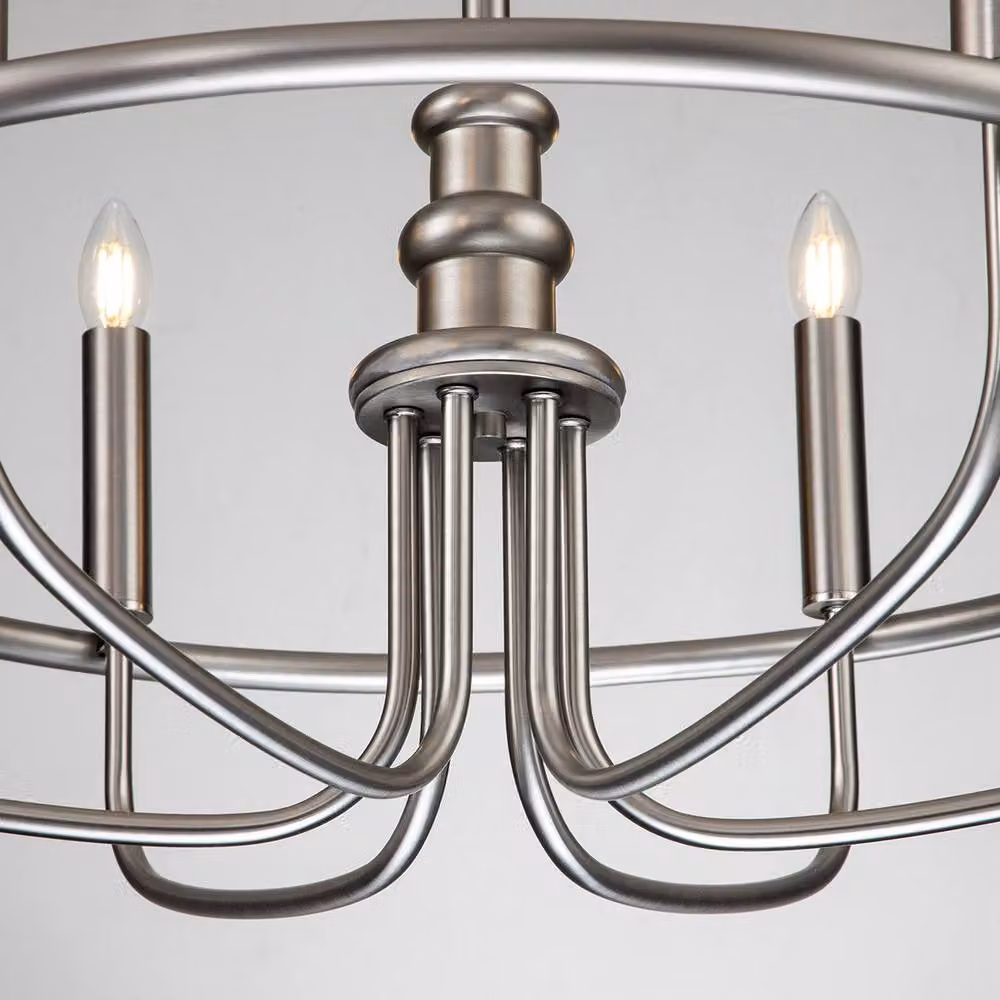 Netlighting Capitol Hill 6 Light Multi Arm Pendant Ceiling Light in Brushed Nickel Grey – 3