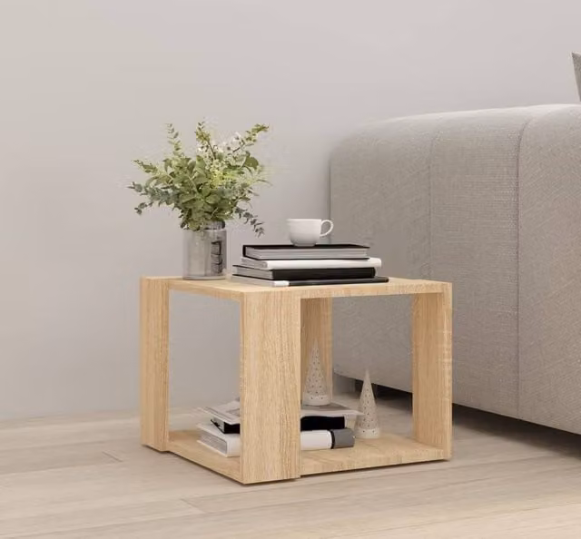 Berkfield Home Modern Square Coffee Table in Sonoma Oak, Beige, W/D/H: 40 x 40 x 30 cm