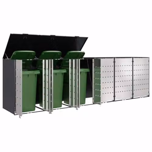 vidaXL Steel Wheelie Bin Storage for 6 Bins in Anthracite