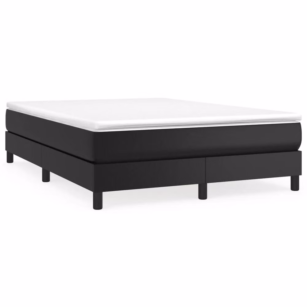 Berkfield Home Durable Upholstered Box Spring Bed Frame in Black Faux Leather W/D/H: 135 x 190 x 25 cm – 3