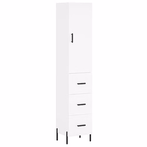 vidaXL Modern White Highboard with Hinged Doors and Internal Shelves, H 180 x W 34.5 x D 34 cm
