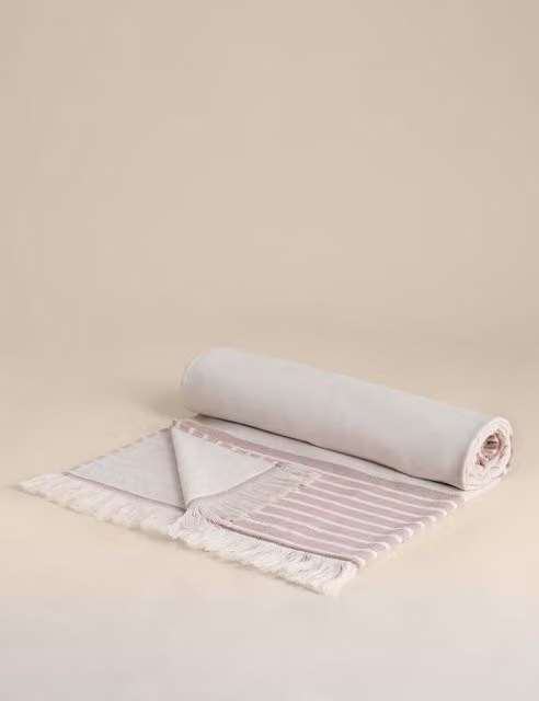 M&S Pure Cotton Hammam Beach Towel in Brown Mix