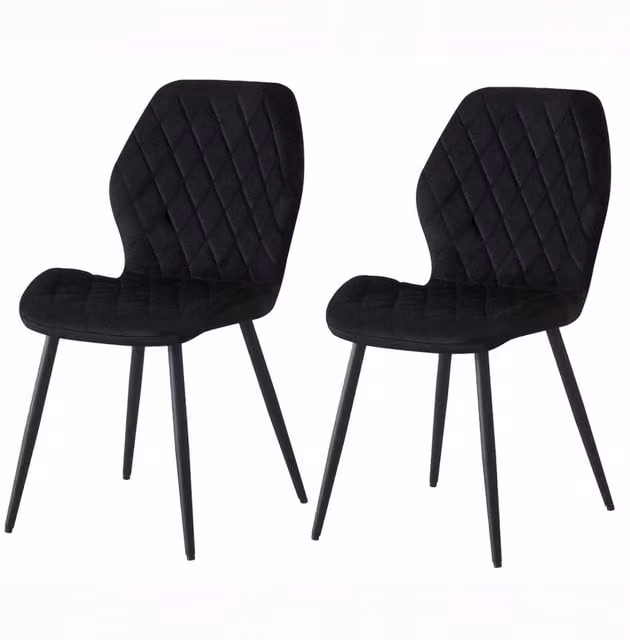 SONARA Modern Velvet Dining Chairs Set of 2 in Black with Ergonomic Curved Backrest and Metal Legs – 1