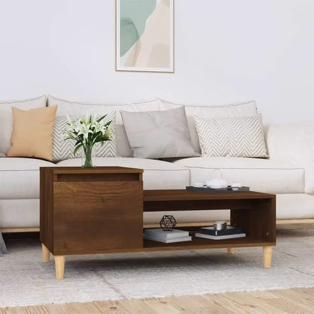 Berkfield Home Brown Oak Coffee Table, W: 100 cm, D: 50 cm, H: 45 cm – 1