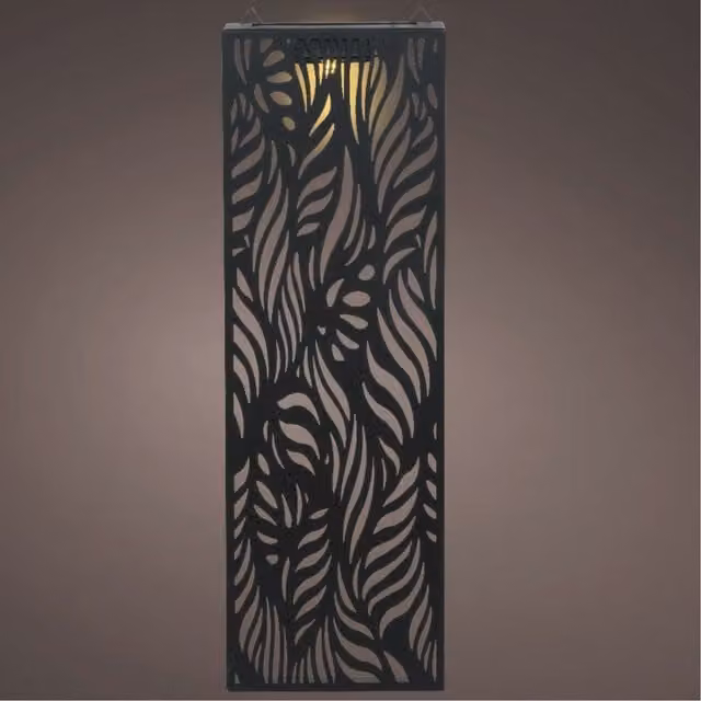 Lumineo Black Garden Wall Art Solar LED Panel Light with Dusk Sensor and Warm White Glow
