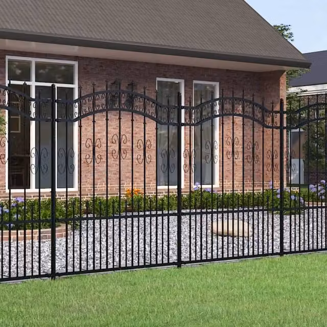 Berkfield Home Garden Fence with Spear Top in Black Powder-coated Steel, Height: 190 cm – 1