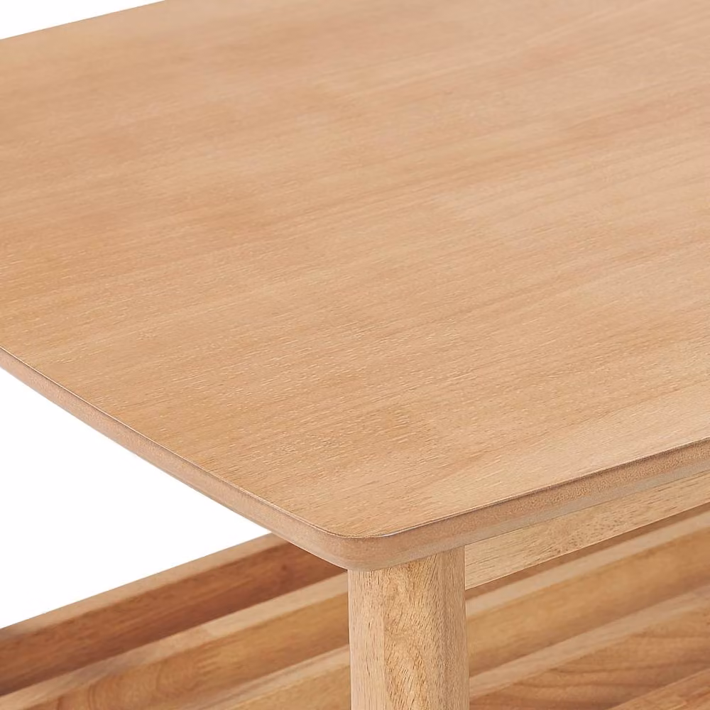 Wyld and Coco Classic Rectangular Coffee Table with Light Brown Wood Top and Rubberwood Legs, W/D/H: 100 x 55 x 42 cm – 3