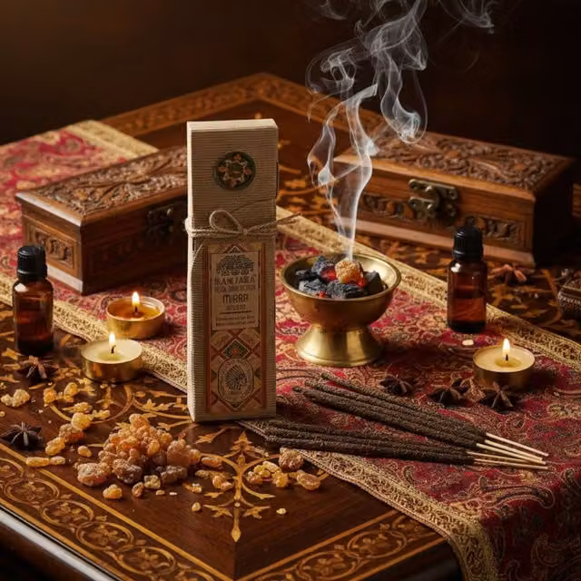 KDMK Mirra Ritual Resin Incense Sticks for Calm and Clarity, Brown