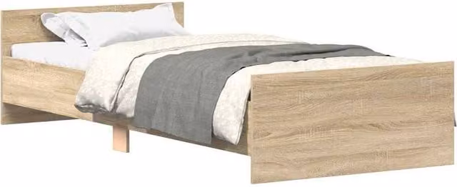 Berkfield Home Sonoma Oak Bed Frame in Light Oak, W/D/H: 100 x 200 cm