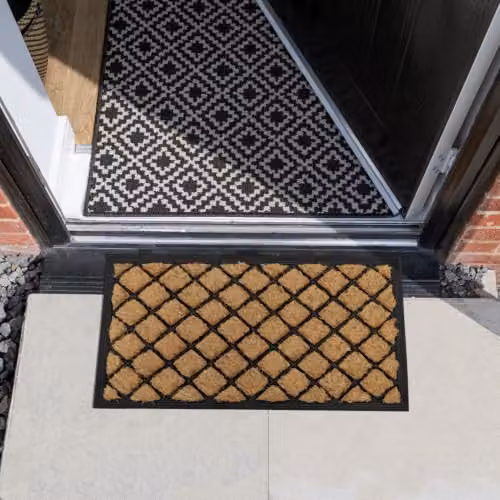 JVL Brown Diamond Grid Coir and Rubber Backed Tuffscrape Doormat, W: 40 cm, D: 70 cm – 7
