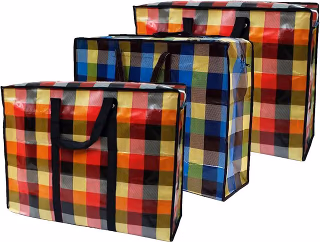KAV Multicolour Reusable Waterproof Laundry and Storage Bags with Handles and Zippers, Pack of 10, W: 50 cm, D: 35 cm – 8