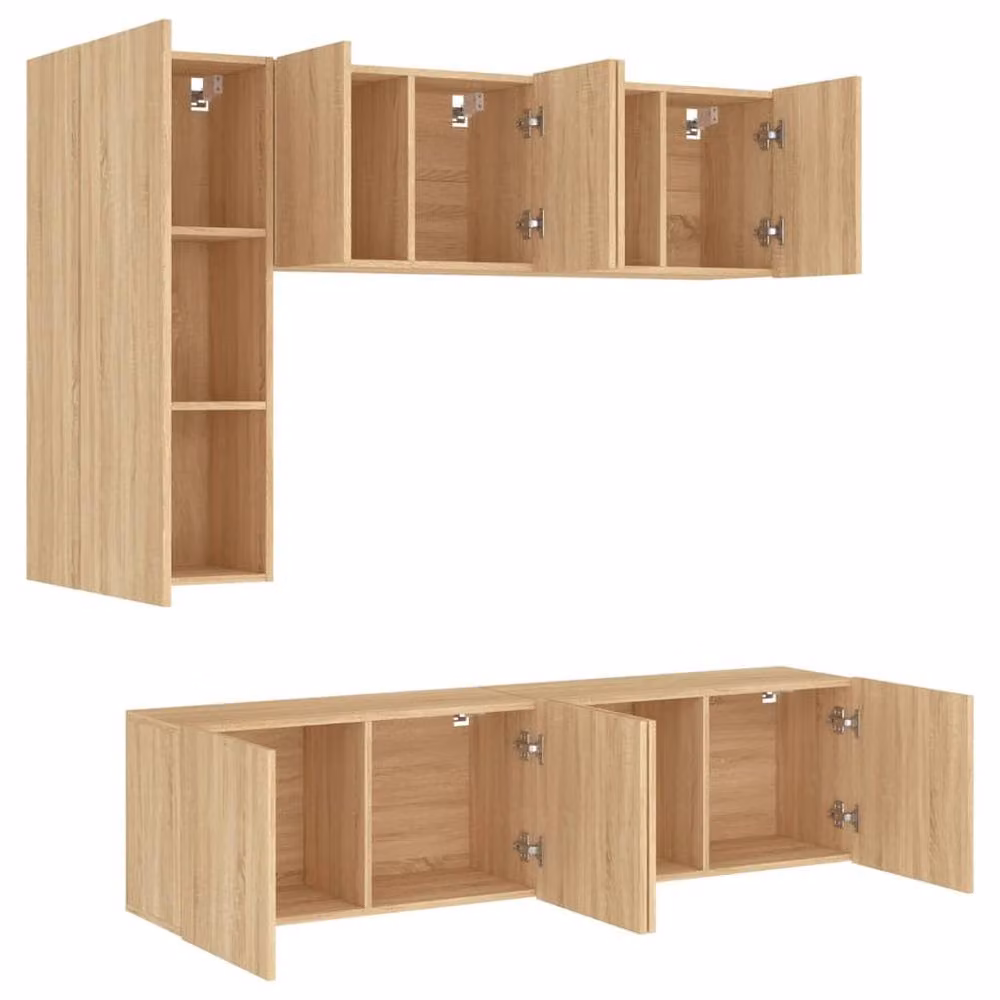 Berkfield Home Versatile 5 Piece TV Wall Unit in Sonoma Oak Light Oak Engineered Wood – 2