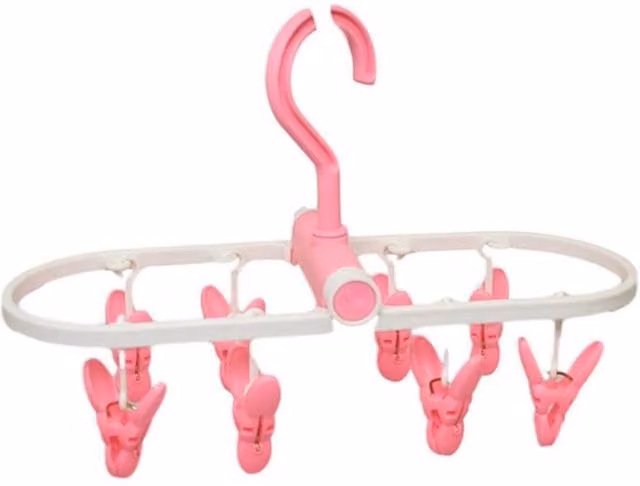 KDMD Foldable Plastic Peg Hanger Laundry Sock Airer in Pink