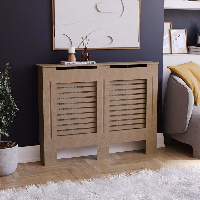 Vida Designs Milton Radiator Cover in Brown, W: 111 cm, H: 82 cm, D: 19 cm