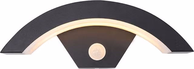 Lifeideas Modern Black Arc LED Wall Light with Motion Sensor and IP65 Waterproof Rating for Garden and Terrace