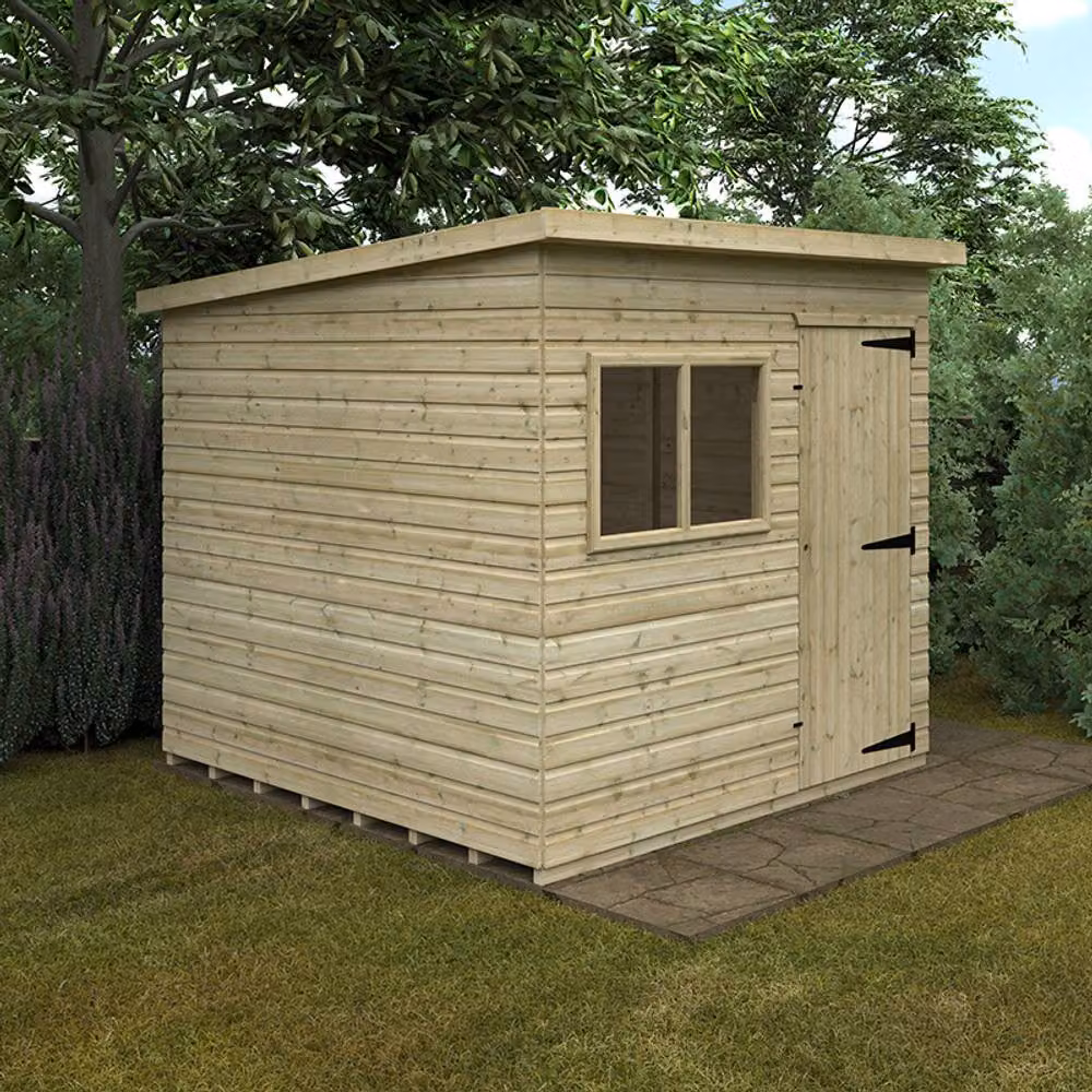 Buttercup Farm Deluxe Pent Shed, 16mm Tanalised Solid Wood, Natural – 2