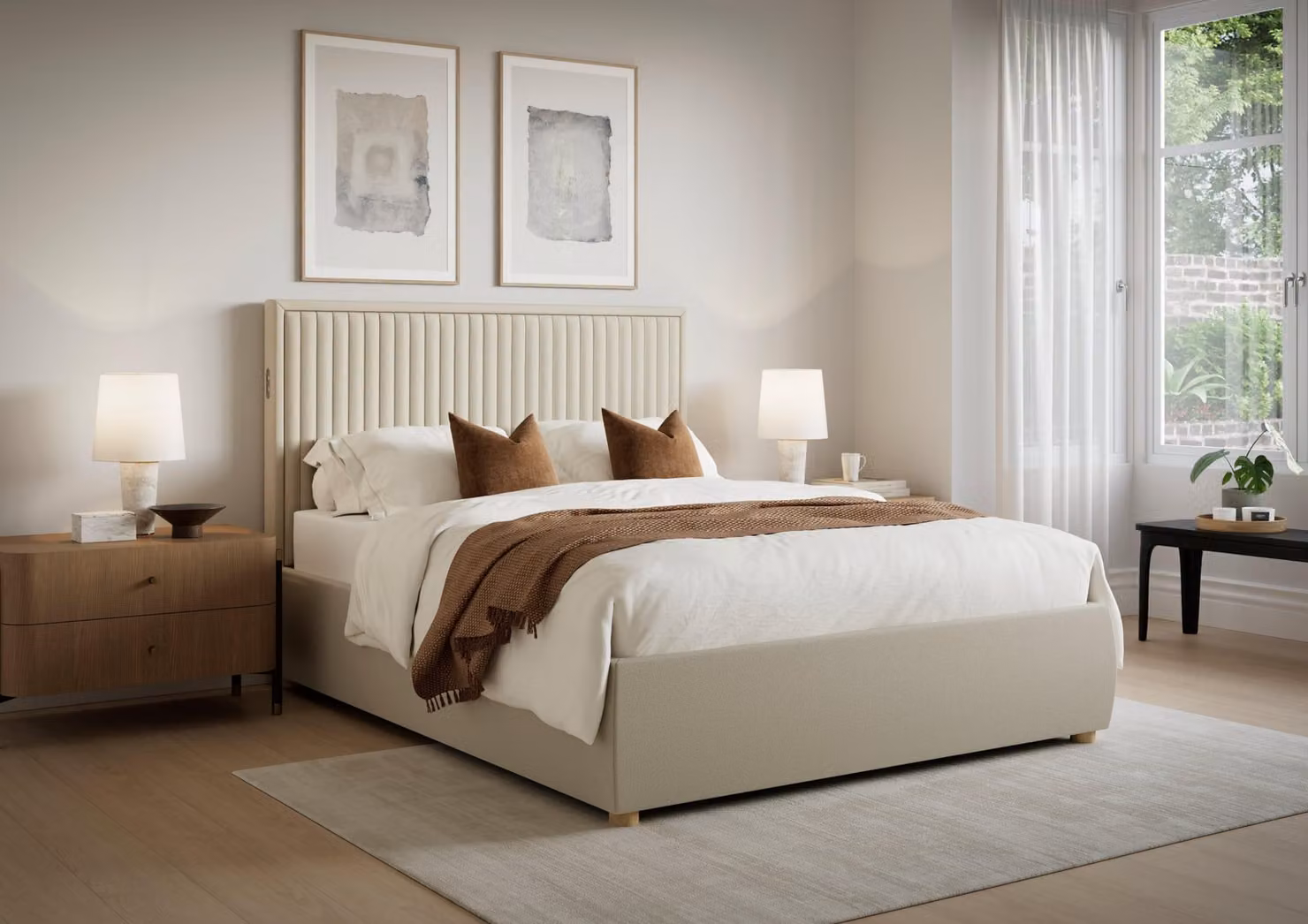 Tempur Ease 20 Upholstered Lift Up Base Set in White with Under Bed Lighting and USB Charging Port