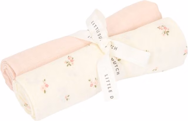 Little Dutch Organic Cotton Muslin Squares 2 Pack in Pink and Multicolour