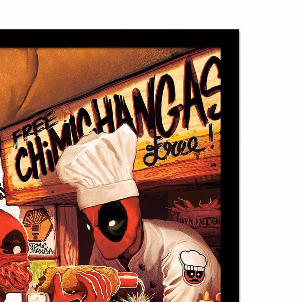 Deadpool Explosive Hot Dog Multicolour Framed Paper Poster Illustration – 2