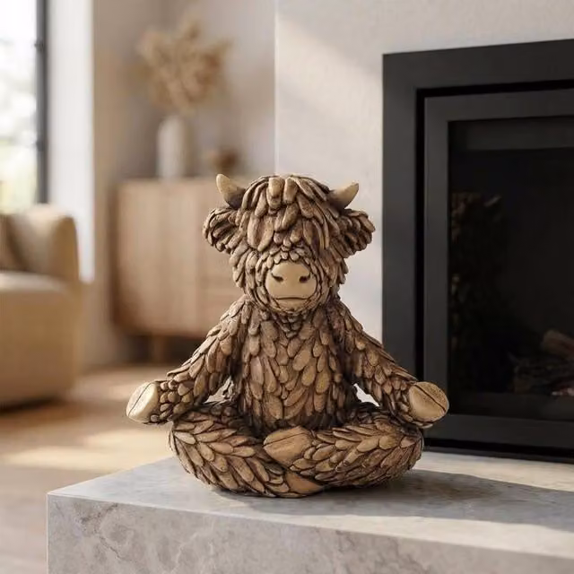 Lesser & Pavey Hughie Highland Cow Yoga Tabletop Decor Figurine, Brown and Multicolour – 5
