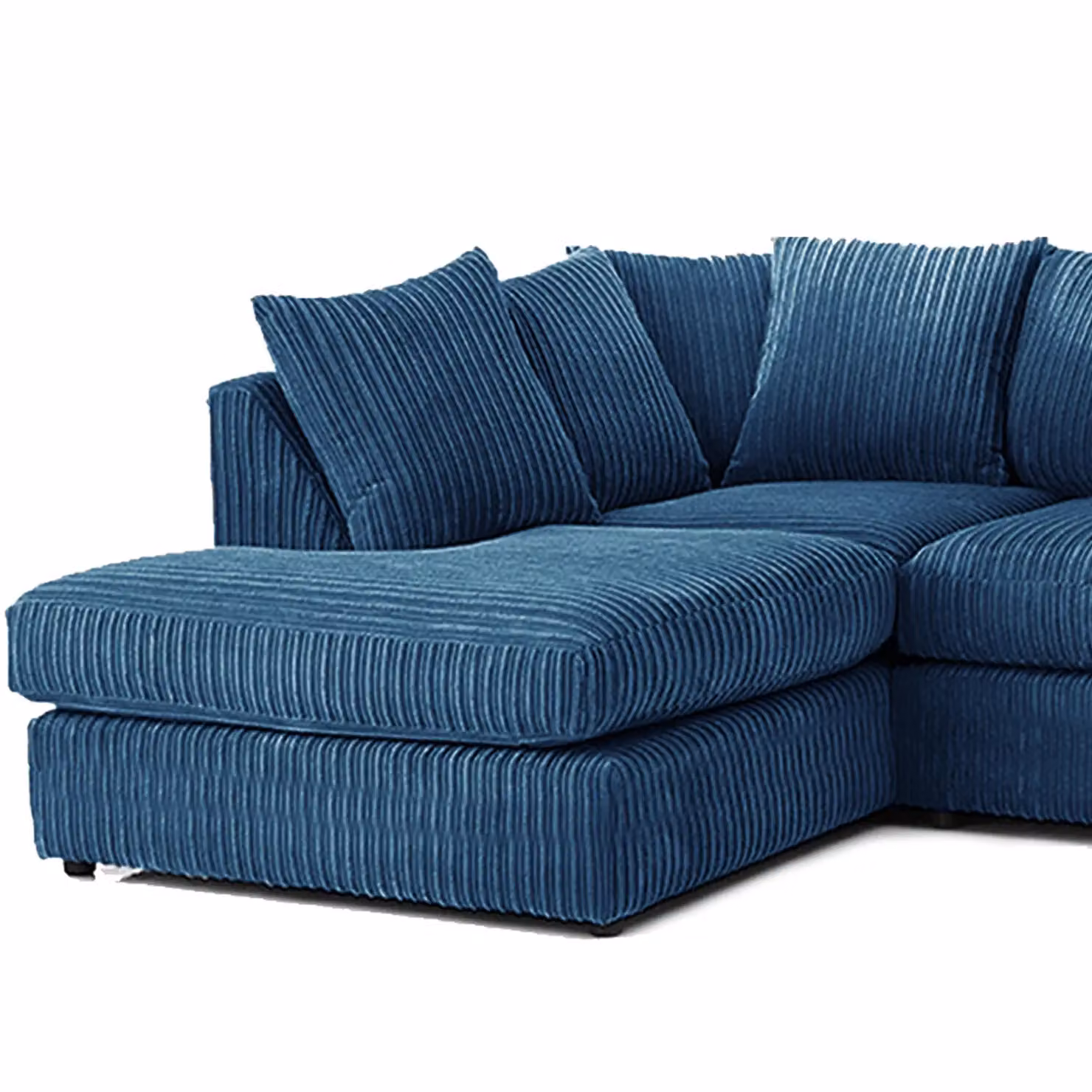 Luxor Living Blue Jumbo Cord 4 Seater Left Hand Facing Corner Sofa – 2