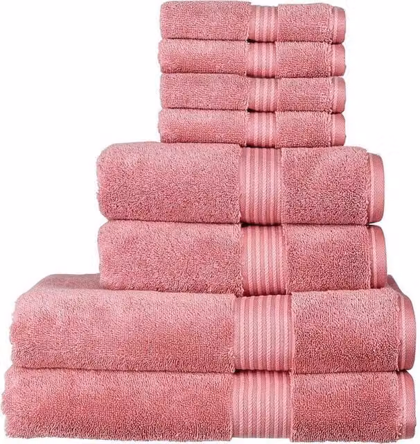 CHRISTY Supreme Hygro 8 Piece Luxury 100% Supima Cotton Towel Set in Pink