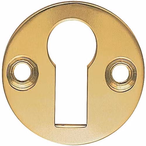 Loops 31mm Keyhole Profile Round Escutcheon Plate in Polished Brass – 1